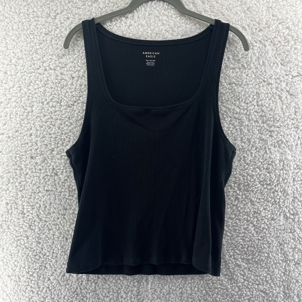 American Eagle Ribbed Tank Top Women's XXL Sleeveless Black Minimalist Classic